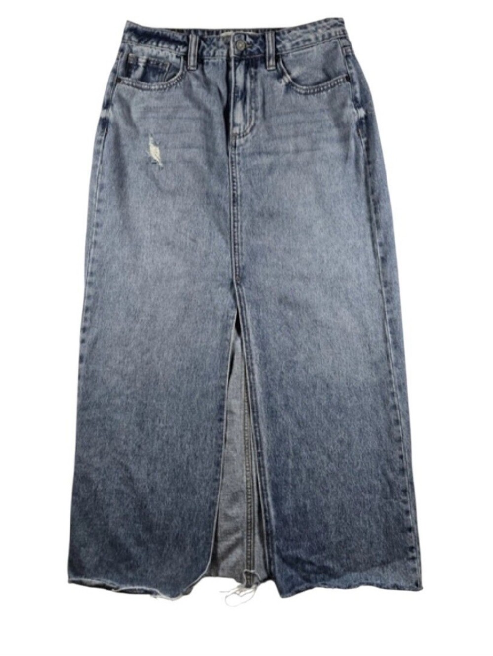 NWT Hidden Peyton Denim Maxi Skirt Raw Hem High Waist Small